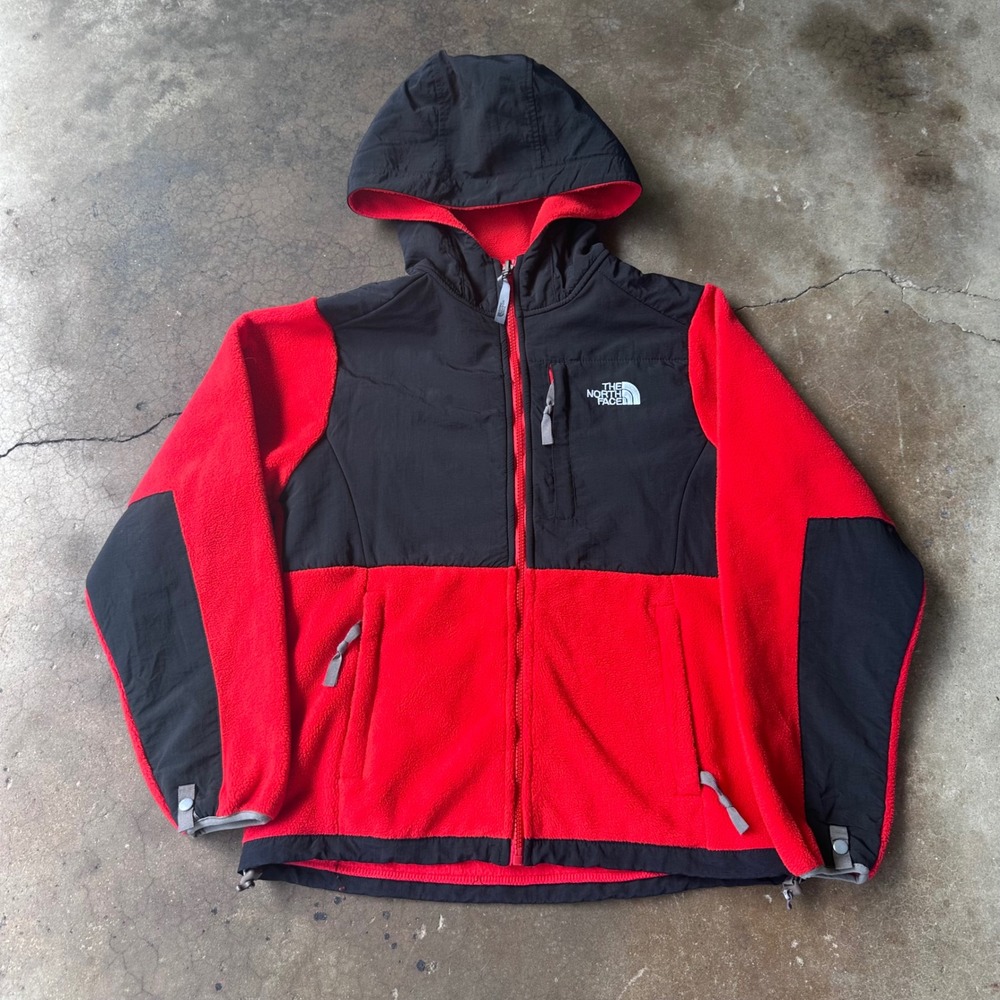 The North Face Denali Fleece Jacket Womens Small Red Black Excellent Hooded
